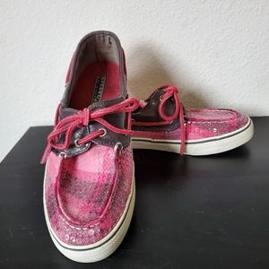 Sperry Plaid & Sequined Slip On Boat Shoes